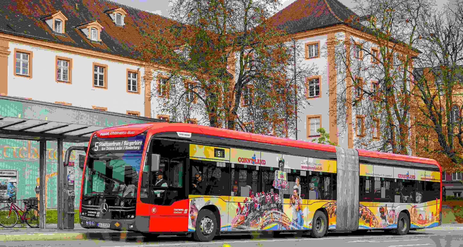 Buswerbung für Gelenkbusse Stadtwerke Konstanz